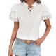 thumbnail image 2 of Fiudx Ofertas Flash Del Día Top/Camisa de Manga Corta con Cuello de Encaje y Manga Corta de Encaje Informal para Mujer, 2 of 6