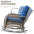 thumbnail image 3 of Zimtown Woven Rattan Rocking Chair for Patio, Large Wicker Chair with Blue Cushion, Grey & Blue, 3 of 9