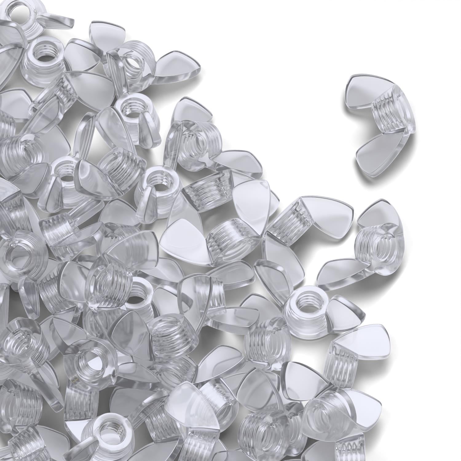 Pack of 20 Transparent Clear Plastic Acrylic M4 Butterfly, Wing Nuts - Acrylic Plastic Screws, (5/32 in)