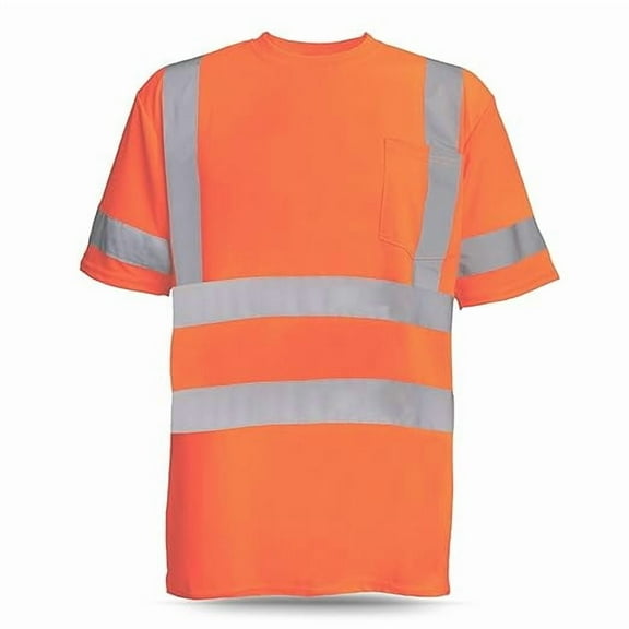 ANSI Class 3 High-Vis Mesh Wicking Shirt | High Visibility Shirts for Men with Reflective Tape | Breathable Safety T-Shirts Keep You Comfortable and Dry All Day | Orange