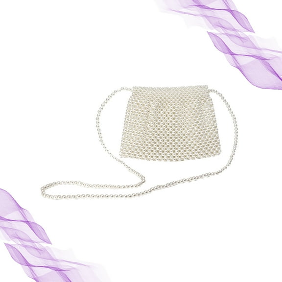 OFFIGAM White Imitation Crossbody Bag for Women Small Beaded Handbag Trendy Woven Purse Stylish and Lightweight