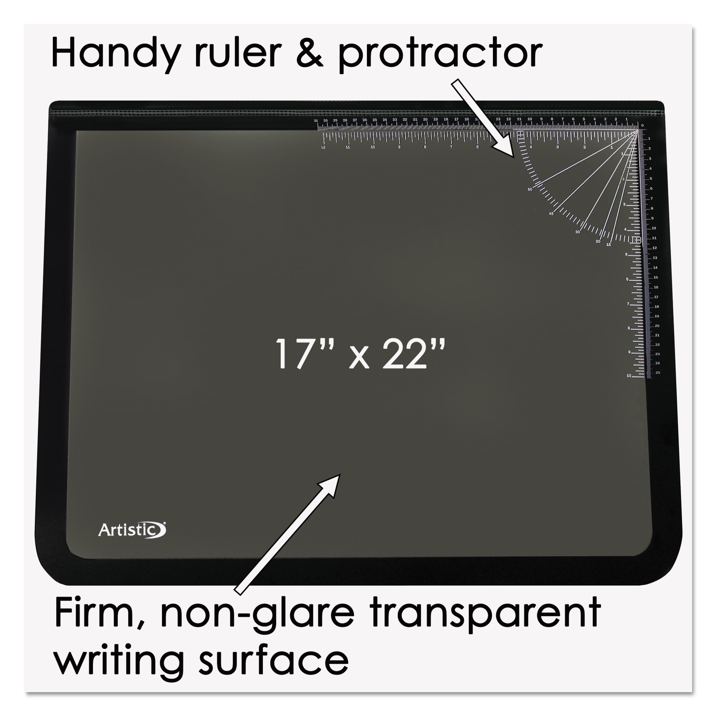 Artistic Lift-top Pad Desktop Organizer With Clear Overlay, 22 X 17, Black