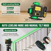 Gisam Laser Level with Tripod , 4x360° Self-Leveling Green Cross Line 4D Laser Tool with Remote Control, Magnetic Bracket & 2* 4800mAh Battery