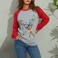 thumbnail image 4 of KOMOO Women Christmas Pullover Sweatshirt Deer Print Long Sleeve T-Shirt Patchwork Xmas Pullover Top, 4 of 9