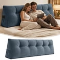 thumbnail image 5 of Triangular Headboard Pillow for Twin Dorm Bed, Wedge Backrest Bolster Cushion 31.5x19.6x7.8 Inch with Side Pockets, Long Back Support Pillow for Sitting in Bed Reading College Dorm, 5 of 6