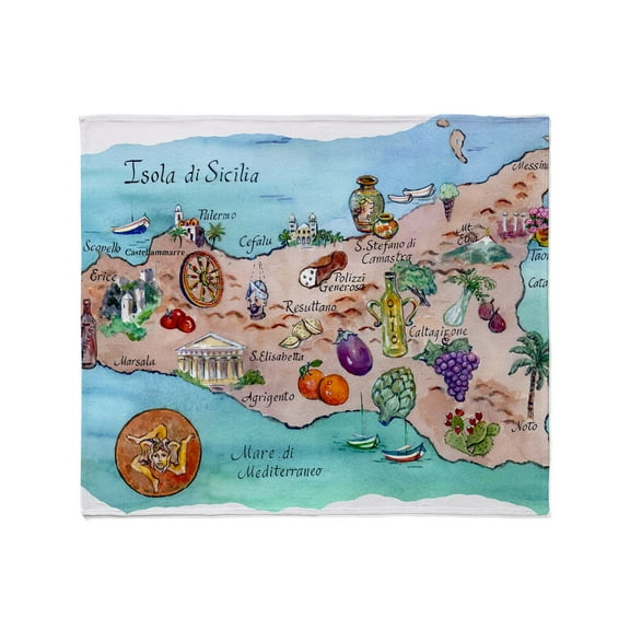 CafePress - Map Of Sicily Throw Blanket - Soft Fleece Throw Blanket, 50"x60" for All Ages