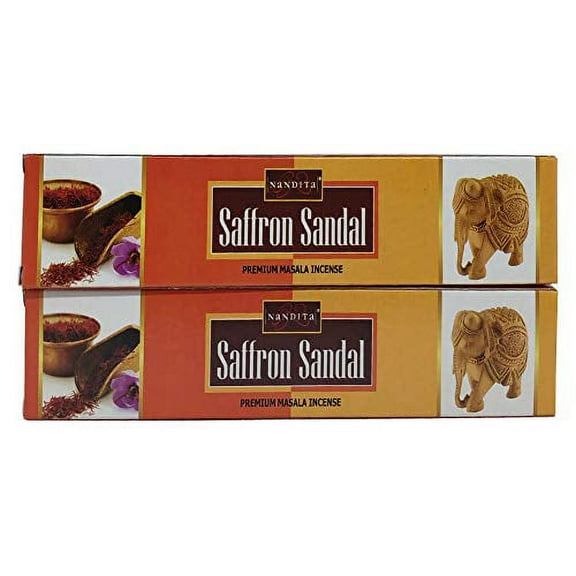 Nandita Saffron Sandal Premium Masala Incense Sticks - Pack of 2 (15 Gram Each)