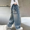 thumbnail image 2 of KPOPLK Boys Denim Clothing Baggy Jeans Elastic Waist Cargo Pants Teen Trousers Casual Clothes 5-14Y(Blue,1), 2 of 7