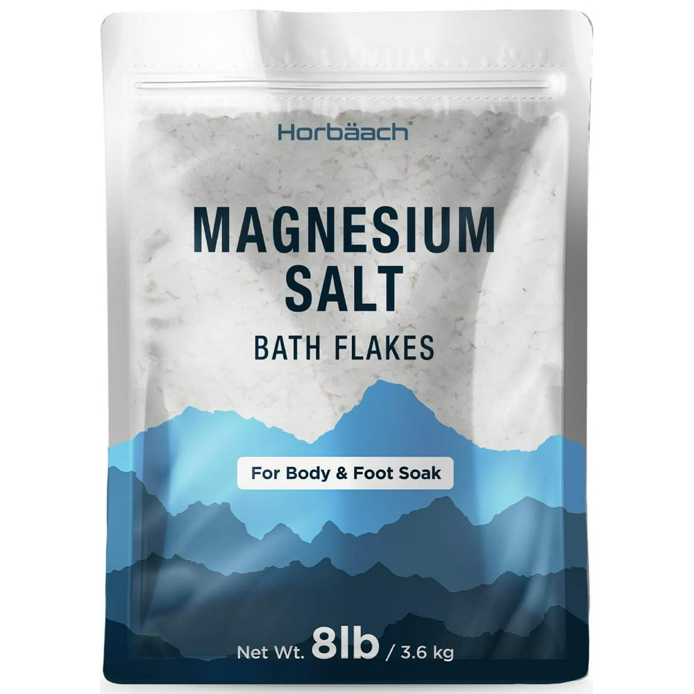 Magnesium Flakes 8 lb Bulk Size Magnesium Chloride Bath Salts Body and Foot Soak By