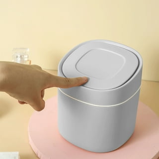 Desktop Small Trash Can Drum Bedroom Dining Table Mini Trash Can Simple  with Lid Garbage Bin