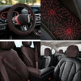 thumbnail image 4 of Uorisanigo Red Spider Web 14 Pack Automobile Seat Cover Sets Car Steering Wheel Cover and Cars Headrest Cover Center Console Cover Cars Water Cup Coaster Personalized Elastic for Car SUV, 4 of 6