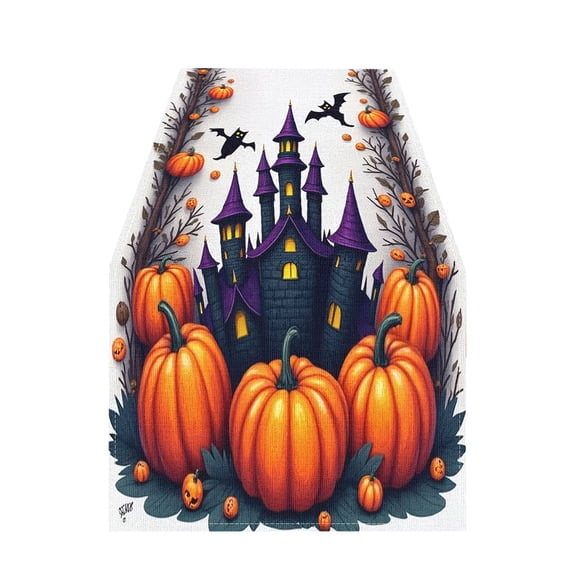A Halloween Linen Tablecloth Pumpkin Table Flag Party Decoration Fabric Dining Table Cloth