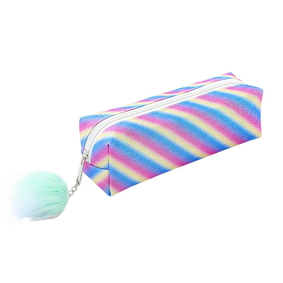 100Fens Glitter Pencil Case Shiny Pencil Case Student Stationery Storage Pencil Case Soft Rainbow Pen Box with Zipper