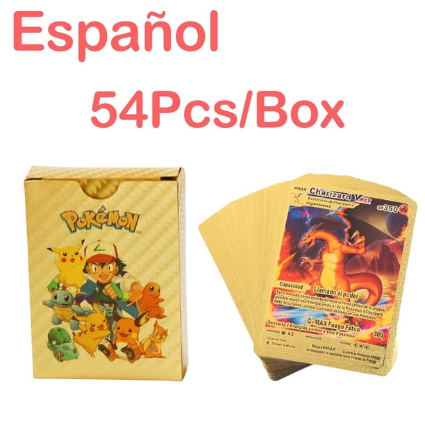 Cartas de Pokémon de Metal dorado Vmax GX, tarjetas en inglés y español, Charizard, Pikachu, Colección rara, tarjeta de entrenador de batalla, juguetes para niños, regalo Fivean unisex