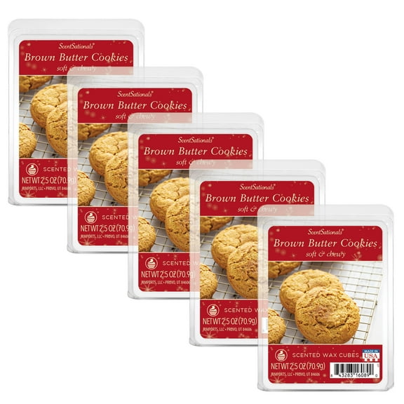 Scentsationals Brown Butter Cookies Scented Wax Melts, 2.5oz (5-Pack)