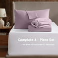 thumbnail image 2 of LammaLoe Extra Deep Pocket King Sheets Set, 4 Piece, Fits 18"-24" Mattress, Breathable & Extra Soft Bed Sheets, Dusty Purple, 2 of 8