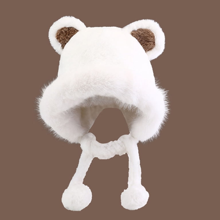 Luxalzxs Cute Plush Faux Fur Animal Hat Cap with Ear Flaps  display picture 3