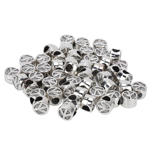 50 Uds. Cuentas para Barba, rastas, cuentas de Metal DIY para tubo de pelo, colgante para trenzar el cabello, fabricación de collares y pulseras