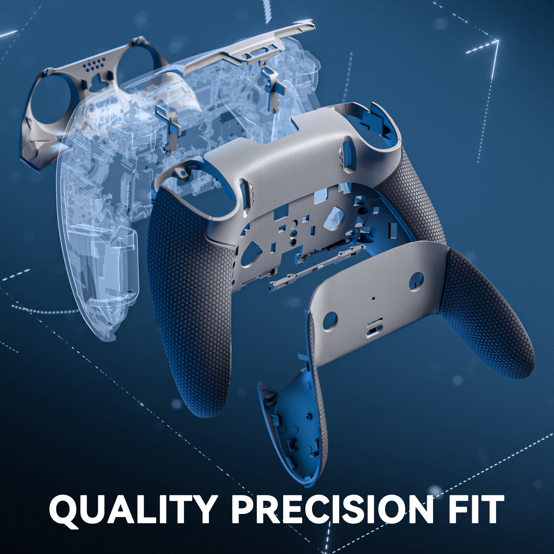 eXtremeRate Beyond-ARC Shell Kit for PS5 Edge Controller - Rubberized Grip Front & Back Cover (New Hope Gray & Classic Gray)
