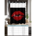 thumbnail image 6 of No Hook Cloth Fabric Shower Curtain with Snap in Liner, Red Lips Waterproof Shower Curtains Set with See Through Top Window, Black Modern Abstract Retro Aesthetic Art Bath Curtains Shower 48"x72", 6 of 6