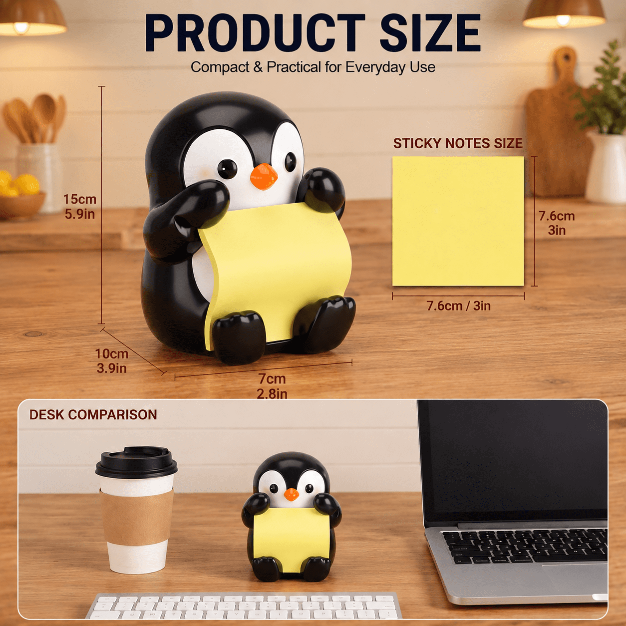 Penguin Pop-up Sticky Note Dispenser With 50 Sheets Pull-out Notes ...