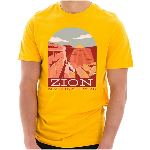 Oversized Zion National Park Cotton Short Sleeve Deluxe Jersey Graphic Shirt - Taxi Gold XL