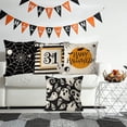 thumbnail image 5 of Halloween Pillow Covers 18x18 Inch Set of 4 Spider Web Ghost Pillowcase Black Stripe Holiday Farmhouse Throw Pillows Indoor Outdoor Couch Cushion Case for Home Sofa Decor, 5 of 6