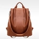 thumbnail image 1 of Women's Solid Color Large Capacity Backpack, Casual PU Leather Shoulder Bag, Lightweight Fashion Daypack for Commute, School, Travel, 1 of 6