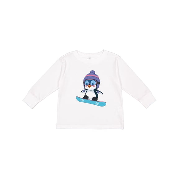 Inktastic Snowboard Penguin Boys or Girls Long Sleeve Toddler T-Shirt
