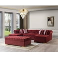 thumbnail image 3 of Portofino Maroon Velvet Double Chaise Sectional, 3 of 16