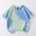 thumbnail image 4 of shoper Toddler Tshirts Girls 4t-5t Tie-Dye Round Neck Shirt Short Sleeve Fashion Tee Shirt Little Girls Clothes Blue 110, 4 of 6