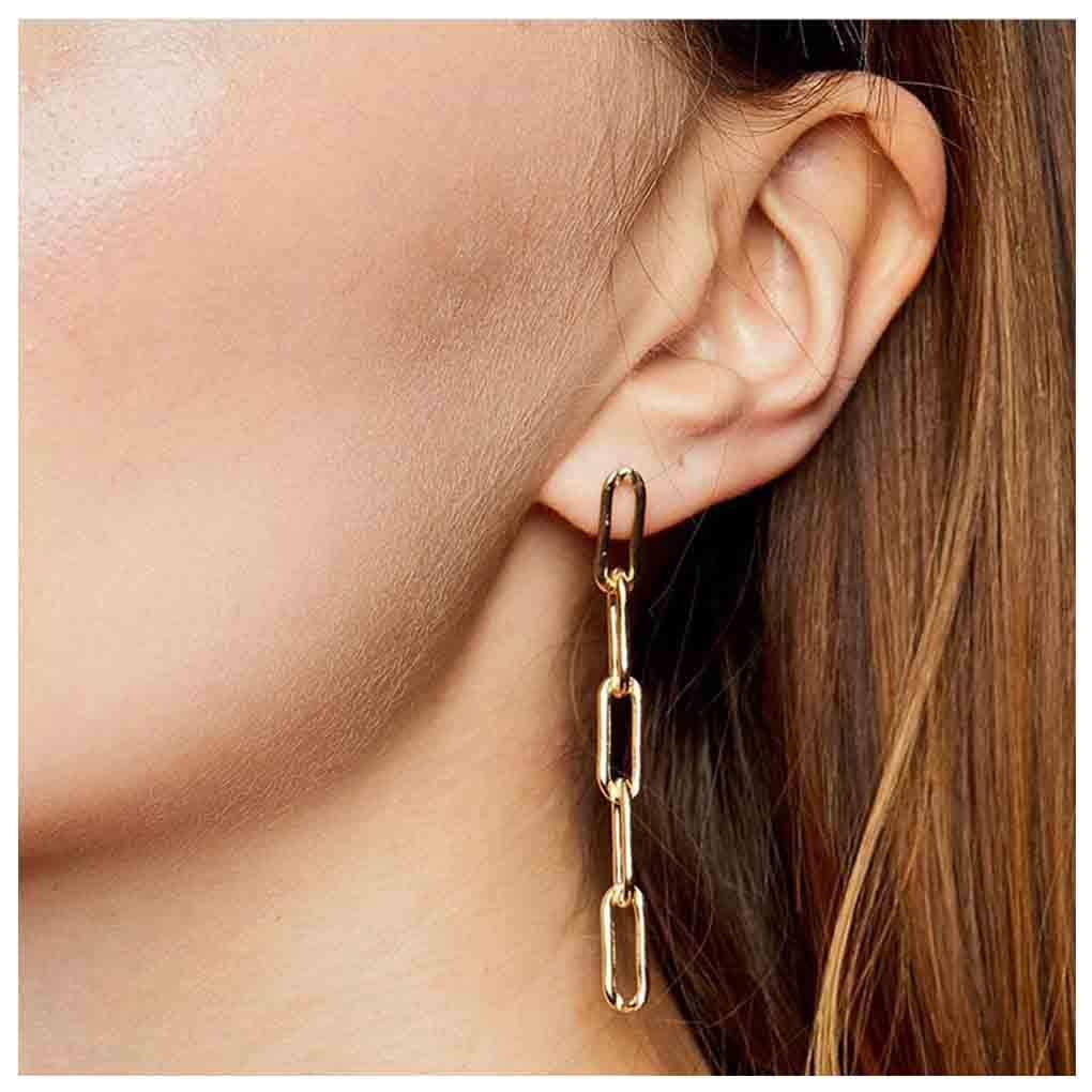 Link Chain Earrings Gold Studs Earrings 