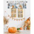 thumbnail image 2 of Valances for Windows, Thanksgiving Pumpkins Fall Leaves Wood Texture Rod Pocket Short Window Valance Curtains Holiday Window Treatment for Kitchen Living Room Bathroom, 60"x18", 2 of 6