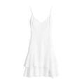 thumbnail image 4 of Summer Dresses for Women Cotton Linen Cami Sundresses V Neck Ruffled Solid Color Beach Vacation Party Mini Dress, 4 of 7