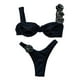 thumbnail image 2 of Trajes de baño Amzcrzy Tankini para mujer, trajes de baño, trajes de baño, bikini, moda, cómodo bikini de color sólido, traje de baño de color liso para mujer, conjuntos de bikinis, negro, S, 2 of 3