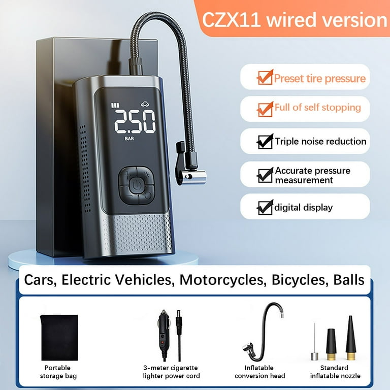 cigarette lighter air compressor walmart Portable Car Tire Inflator Pump - 12V Air Compressor for Emergency, Bikes,  Sports Equipment - Compact 12V DC Auto Pump with Cigarette Lighter Plug &  Accessories (ABS, 90W, 120 PSI)