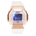 thumbnail image 1 of Reloj Electrónico Impermeable Casual Elegante Bling Bling Deportivo Digital con Luz para Hombres Mujeres Estudiantes Oro Rosa Blanco, 1 of 12