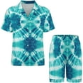 thumbnail image 2 of PRIYAL Men's Short Sleeve Pajama Sets Button Down Collar Sleepwear Soft Lounge Pjs Set Lightweight Men's Outfits, 2 of 13