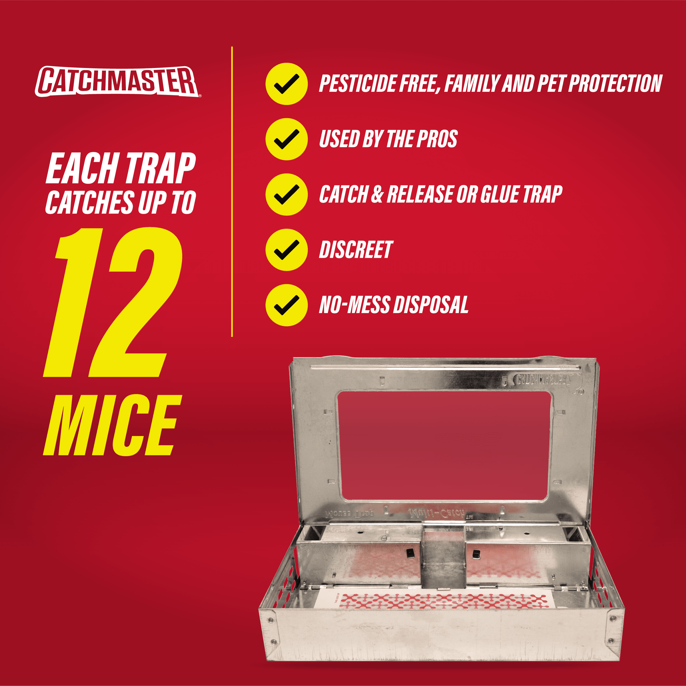 Catchmaster Pro Series Multi-Catch Mouse Trap 3-Pack, Humane Mouse Traps Indoor for Home
