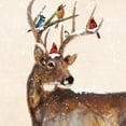 thumbnail image 2 of Manning, Ruane 26x26 Black Ornate Wood Framed with Double Matting Museum Art Print Titled - Winter Stag and Friends, 2 of 4