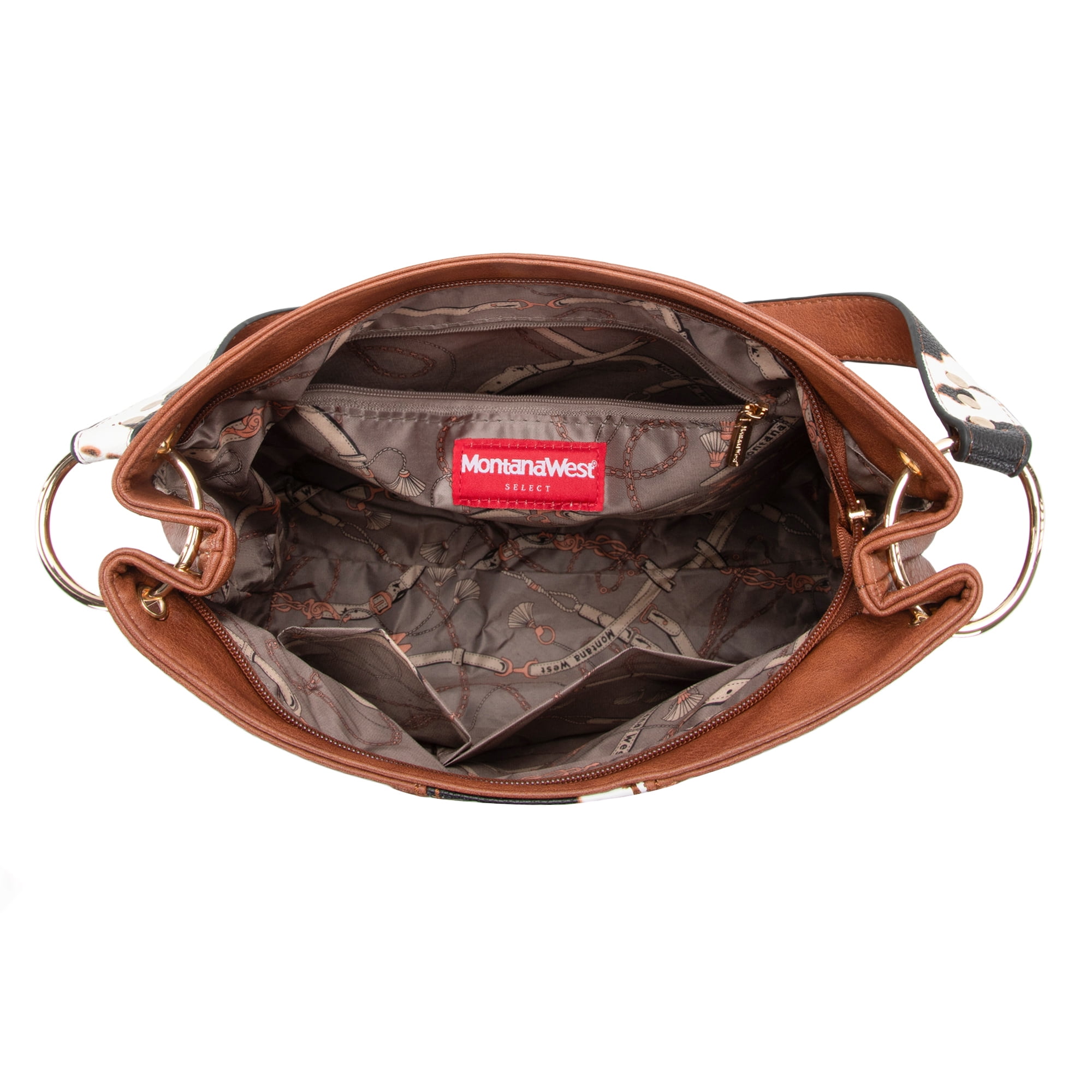 Montana West Purses for Women Hobo Shoulder Handbags with Zipper, Cow Print-Brown