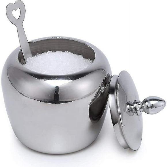 Small Stainless Steel Sugar Bowl Sugar Bowl With Lid And Heart Shaped Sugar Spoon For Kitc