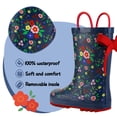 thumbnail image 3 of Bocca Kids Rain Boots Beautiful Garden Rain Boots For Girls with Handles 7M, 3 of 6