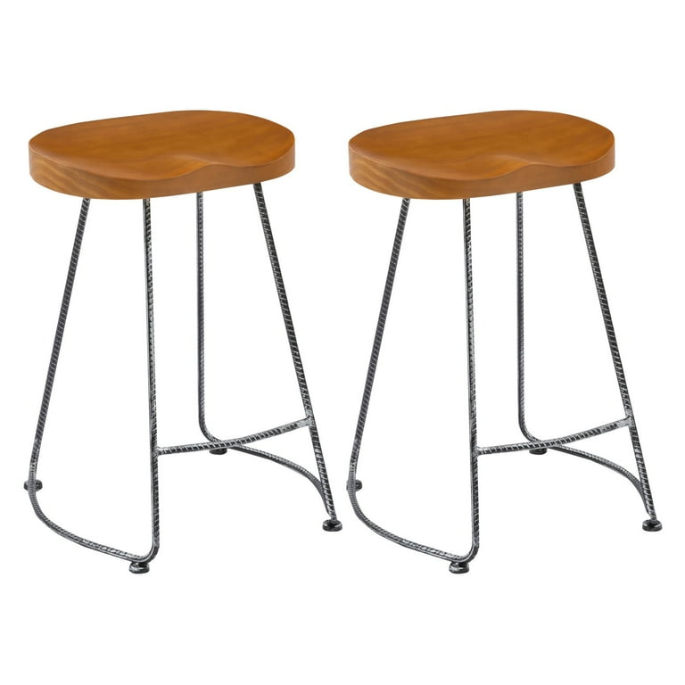 BTExpert Industrial 24 in. Tractor Seat Counter Height Stool Set