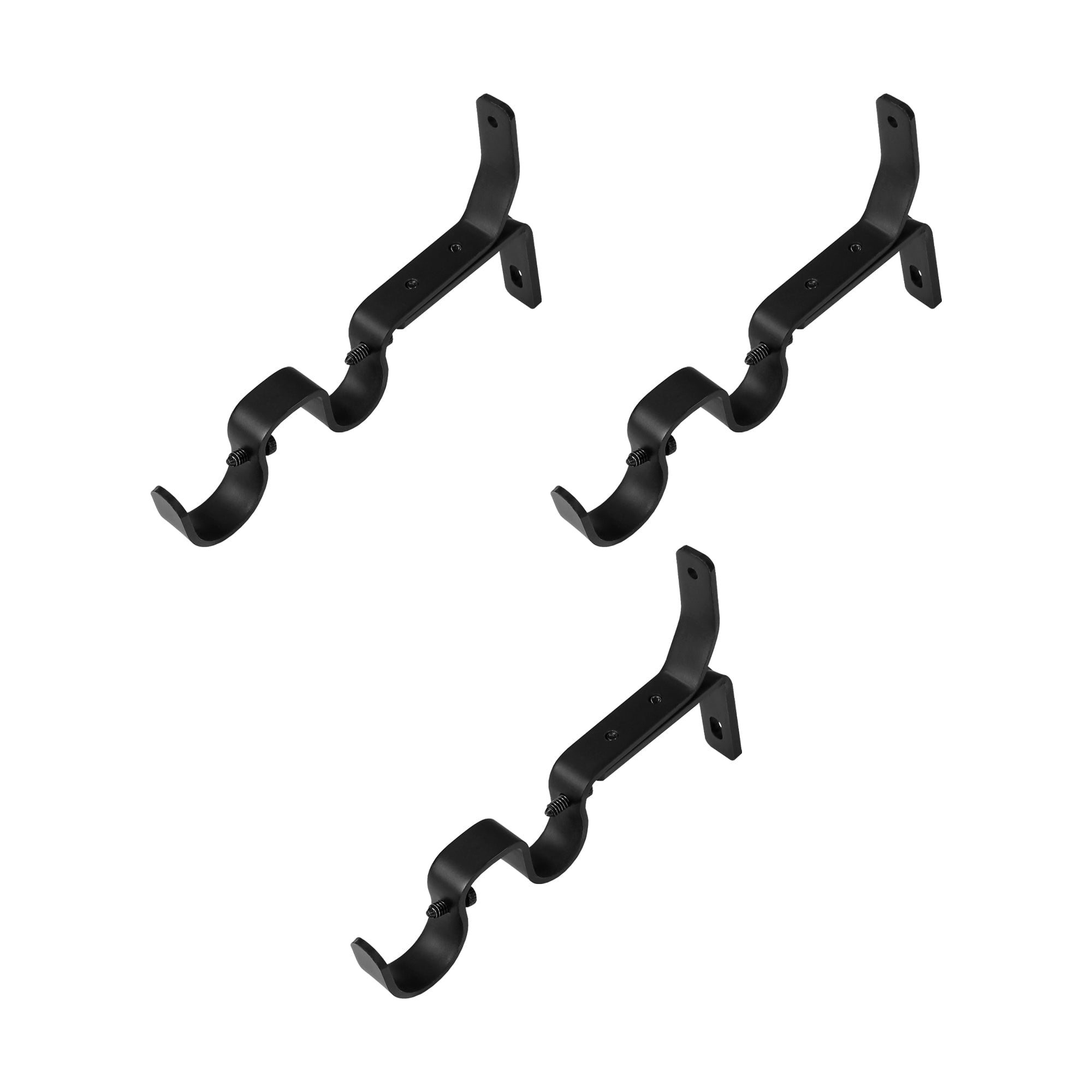 Double Curtain Rod Brackets 1" & 3/4" | 3-Pack | Heavy-Duty Metal Window Hardware for Layered Drapes & Sheers