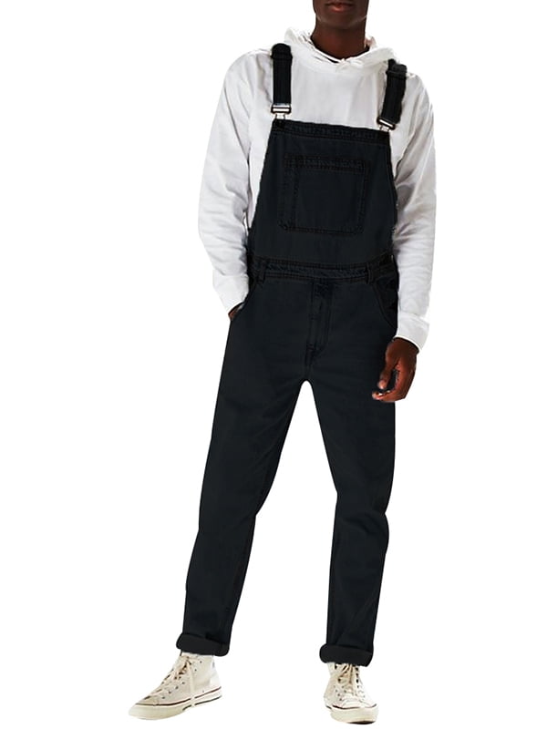 JDinms Men's Denim Bib Overalls Jumpsuit Jeans
