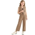 thumbnail image 4 of Angala 2 Piece Outfits For Girls V-Neck Sleeveless Elegant Stylish Vest Coat With Wide Leg Pants Set Girls Autumn Daily Wear Clothes, 4 of 5