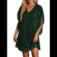 thumbnail image 1 of Vestido Brillante para Mujer, con Mangas Murciélago, para Cóctel y Club. Verde M, 1 of 7