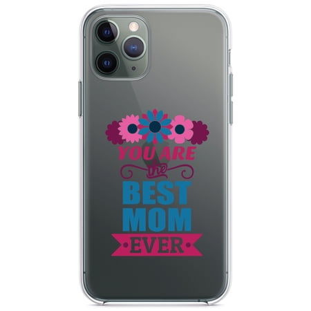 DistinctInk Clear Shockproof Hybrid Case for iPhone 11 Pro (5.8 Screen) - TPU Bumper Acrylic Back Tempered Glass Screen Protector - You Are the Best Mom Ever