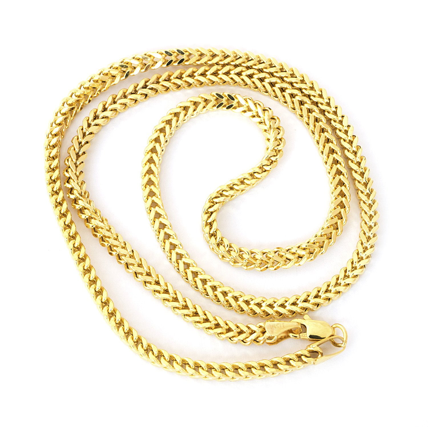 Men's 14k Yellow Gold Hollow Links 3.2mm Franco Chain Necklace, 18" 20" 24" by